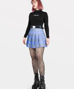 Odziez SKYDANCE Spodnice Mini | Tennis Skirt W Fioletowa Krate Ze Szlufkami