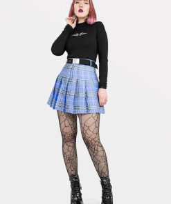 Odziez SKYDANCE Spodnice Mini | Tennis Skirt W Fioletowa Krate Ze Szlufkami