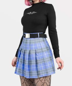 Odziez SKYDANCE Spodnice Mini | Tennis Skirt W Fioletowa Krate Ze Szlufkami