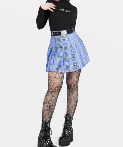 Odziez SKYDANCE Spodnice Mini | Tennis Skirt W Fioletowa Krate Ze Szlufkami