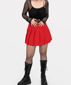 Odziez SKYDANCE Spodnice Mini | Czerwona Tennis Skirt Ze Szlufkami