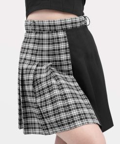 Odziez SKYDANCE Spodnice Mini | Dwukolorowa Tennis Skirt Z Czarno-Biala Kratka