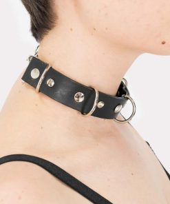 Dodatki SKYDANCE Chokery | Skorzany Choker Z Polkolami Lucifer