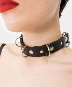 Dodatki SKYDANCE Chokery | Skorzany Choker Z Polkolami Lucifer