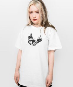 Odziez SKYDANCE | Bialy T-Shirt Butterfly On Fire