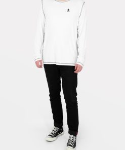 Odziez SKYDANCE | Bialy Longsleeve Z Haftem Skully