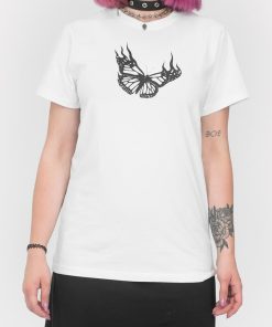 Odziez SKYDANCE | Bialy T-Shirt Butterfly On Fire