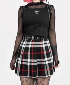 Odziez SKYDANCE Spodnice Mini | Tennis Skirt W Czerwono-Czarna Kratke Ze Szlufkami